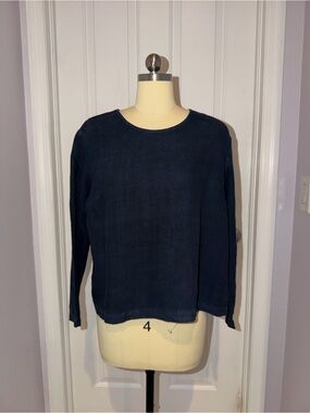 Filosofia Navy Blue Linen Top